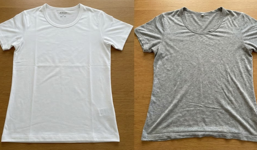 新品と寿命がきたエアリズムの「裾(すそ)」や「襟元」の比較